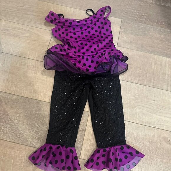 WEISSMAN IC PURPLE BLACK POLKA DOT DANCE COSTUME #11088 - Picture 1 of 6